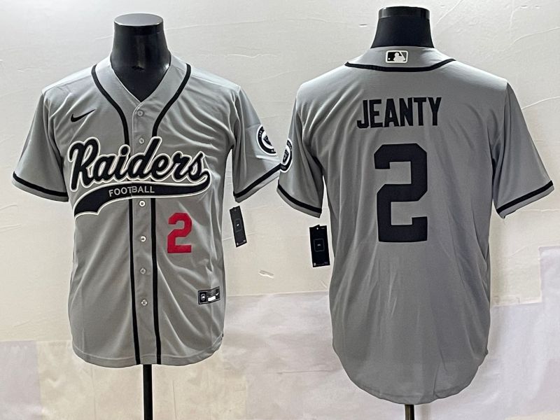 Men 2025 Oakland Raiders #2 Jeanty Grey Joint Name Nike Limited NFL Jersey style 10